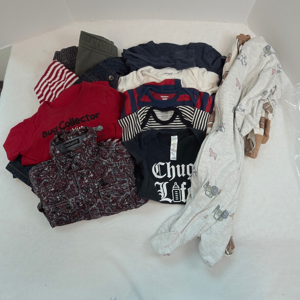 Mixed Brand Baby Boy Clothing Lot 6-9M Multicolor 13 Outfits Sleepers Set